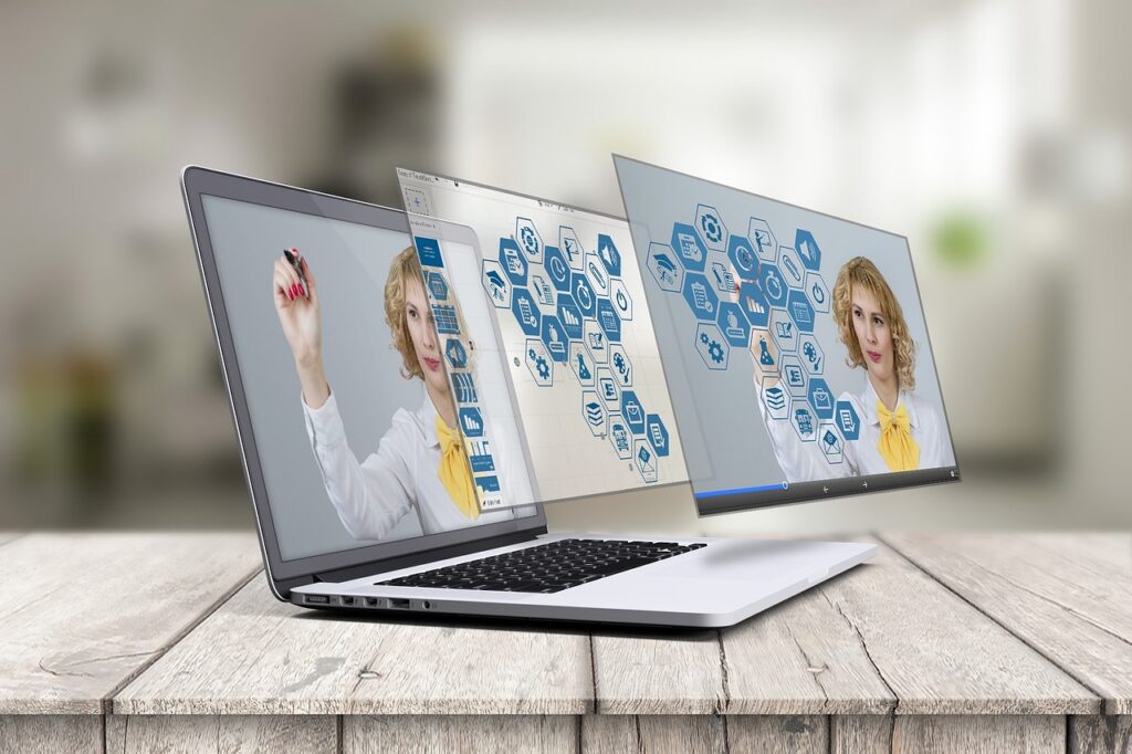 laptop, prezi, 3d presentation, mockup, metaverse, website showcase, teacher, technology, 3d hologram website, augmented reality presentation, virtual presentation, education technology, hologram display, future technology, teacher technology, ar presentation, vr
